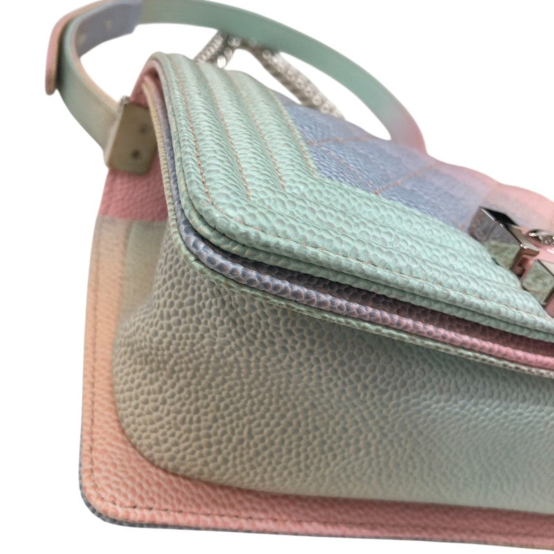 シャネル CHANEL ボーイシャネル20 A67085 25番台 マルチカラー シルバー金具 キャビアスキン レディース ショルダーバッグ