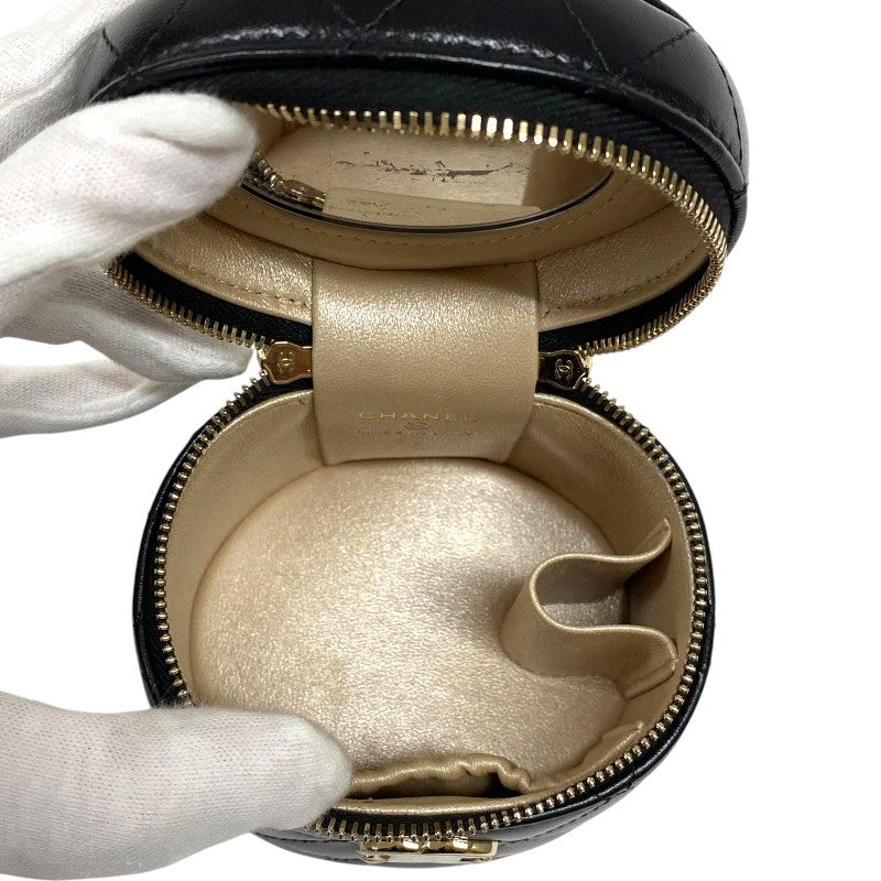 シャネル CHANEL ミニ バニティケース AP2729 ブラック ゴールド金具 ラムスキン レディース ハンドバッグ 化粧ポーチ