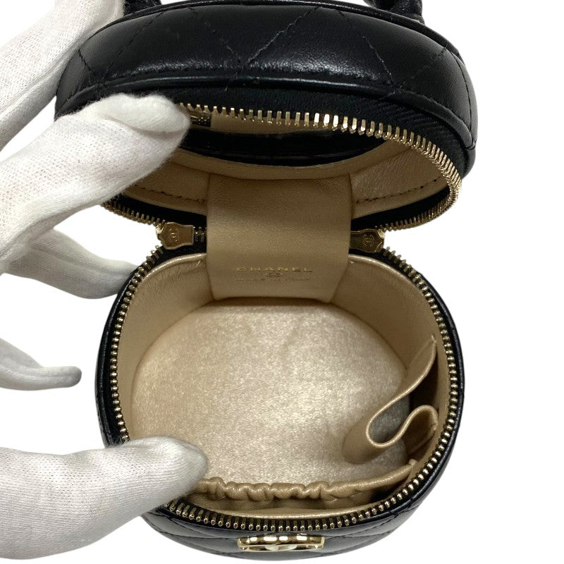 シャネル CHANEL ミニ バニティケース AP2729 ブラック ゴールド金具 ラムスキン レディース ハンドバッグ 化粧ポーチ