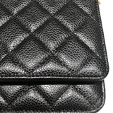 シャネル CHANEL マトラッセチェーンウォレット A33814 ブラック キャビアスキン レディース ショルダーバッグ