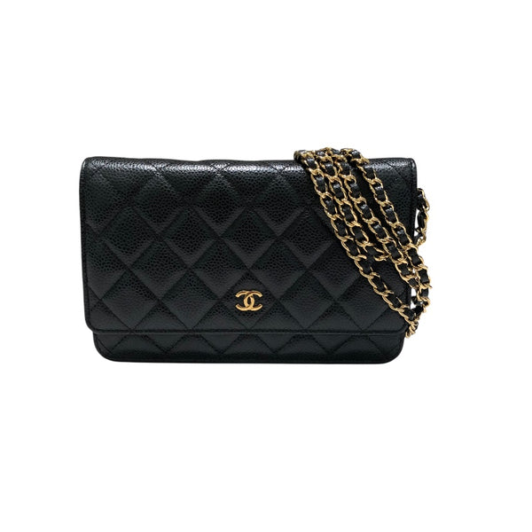 シャネル CHANEL マトラッセチェーンウォレット A33814 ブラック キャビアスキン レディース ショルダーバッグ