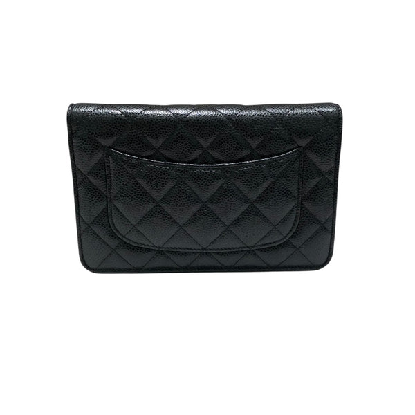 シャネル CHANEL マトラッセチェーンウォレット A33814 ブラック キャビアスキン レディース ショルダーバッグ