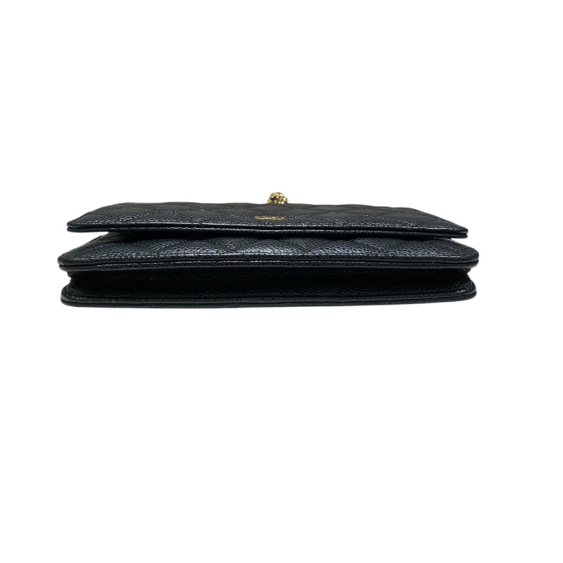 シャネル CHANEL マトラッセチェーンウォレット A33814 ブラック キャビアスキン レディース ショルダーバッグ