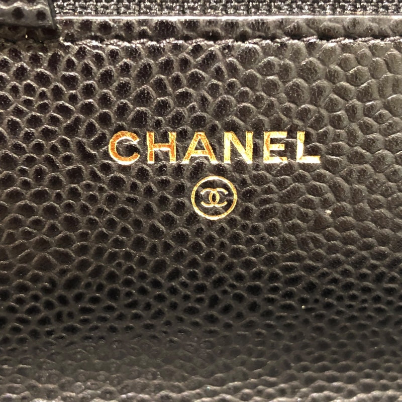 シャネル CHANEL マトラッセチェーンウォレット A33814 ブラック キャビアスキン レディース ショルダーバッグ
