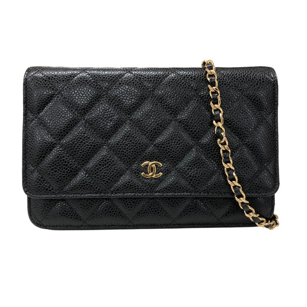 シャネル CHANEL マトラッセチェーン ウォレット A33814 27番台 ブラック ゴールド金具 キャビアスキン レディース ショルダーバッグ