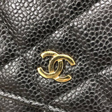 シャネル CHANEL マトラッセチェーン ウォレット A33814 27番台 ブラック ゴールド金具 キャビアスキン レディース ショルダーバッグ