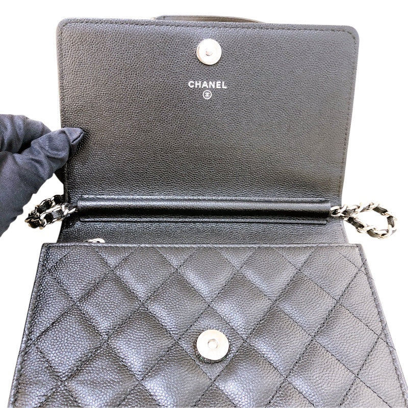 シャネル CHANEL マトラッセ　チェーンウォレット A84310 ブラック キャビアスキン SV金具 レディース ショルダーバッグ