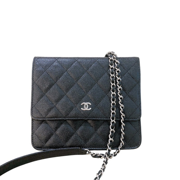 シャネル CHANEL マトラッセ　チェーンウォレット A84310 ブラック キャビアスキン SV金具 レディース ショルダーバッグ