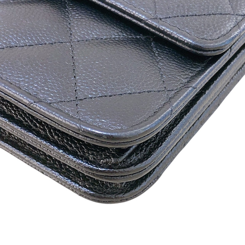 シャネル CHANEL マトラッセ　チェーンウォレット A84310 ブラック キャビアスキン SV金具 レディース ショルダーバッグ