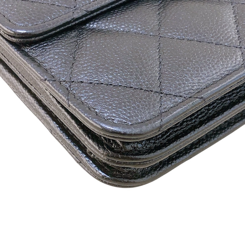 シャネル CHANEL マトラッセ　チェーンウォレット A84310 ブラック キャビアスキン SV金具 レディース ショルダーバッグ