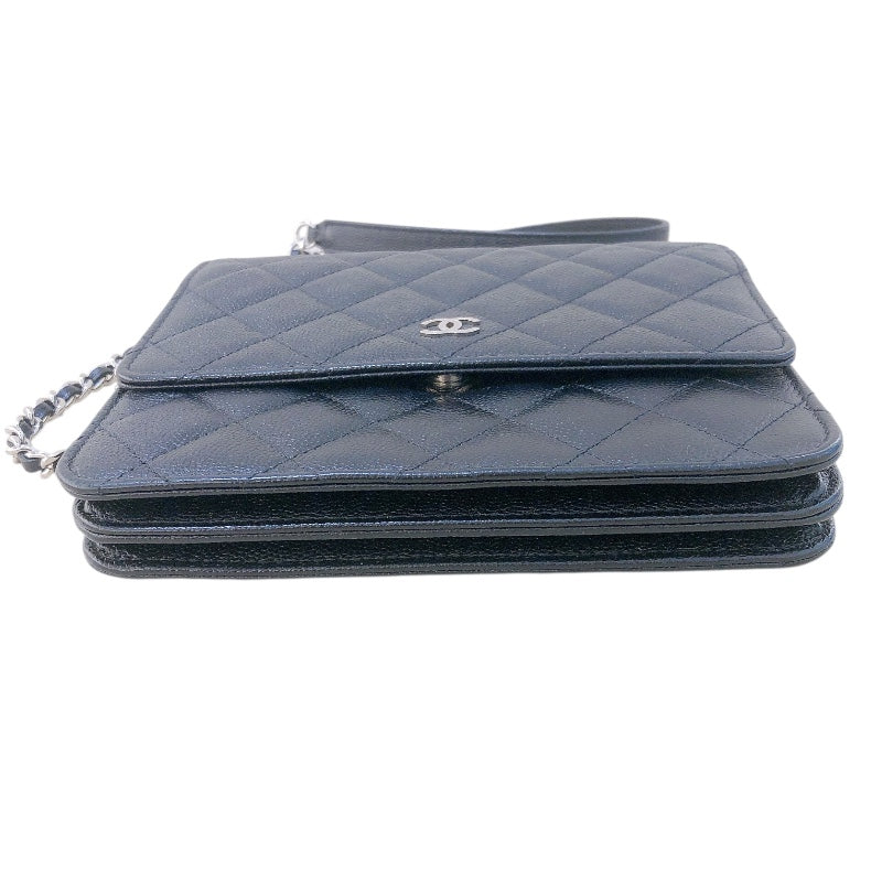 シャネル CHANEL マトラッセ　チェーンウォレット A84310 ブラック キャビアスキン SV金具 レディース ショルダーバッグ