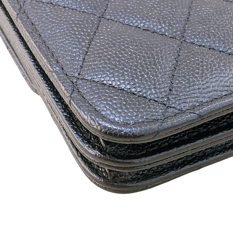 シャネル CHANEL マトラッセ　チェーンウォレット A84310 ブラック キャビアスキン SV金具 レディース ショルダーバッグ