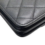 シャネル CHANEL マトラッセ　チェーンウォレット A84310 ブラック キャビアスキン SV金具 レディース ショルダーバッグ