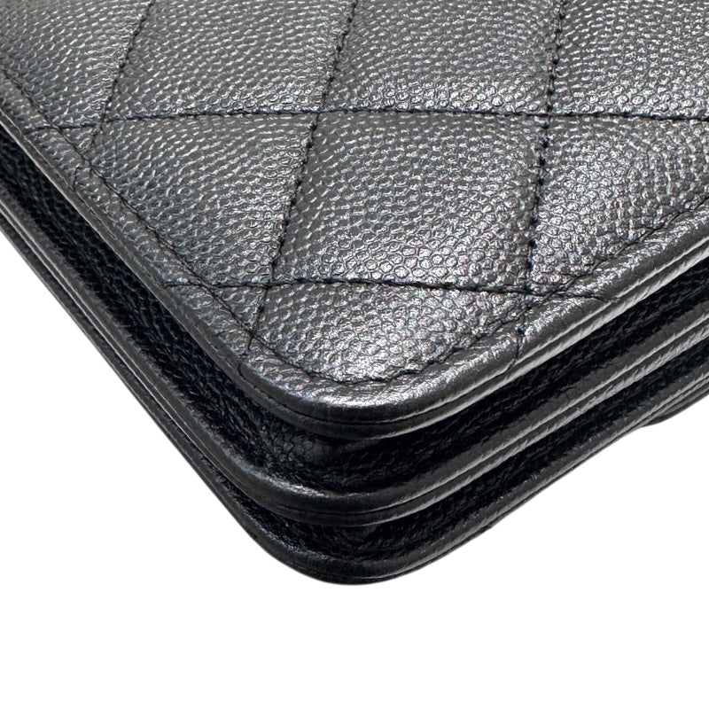 シャネル CHANEL マトラッセ　チェーンウォレット A84310 ブラック キャビアスキン SV金具 レディース ショルダーバッグ