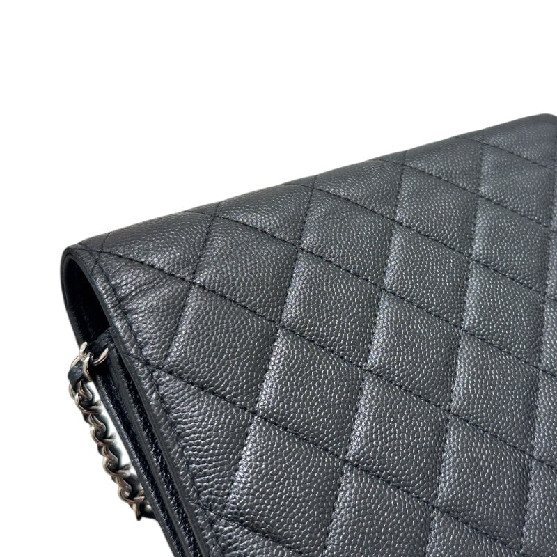シャネル CHANEL マトラッセ　チェーンウォレット A84310 ブラック キャビアスキン SV金具 レディース ショルダーバッグ