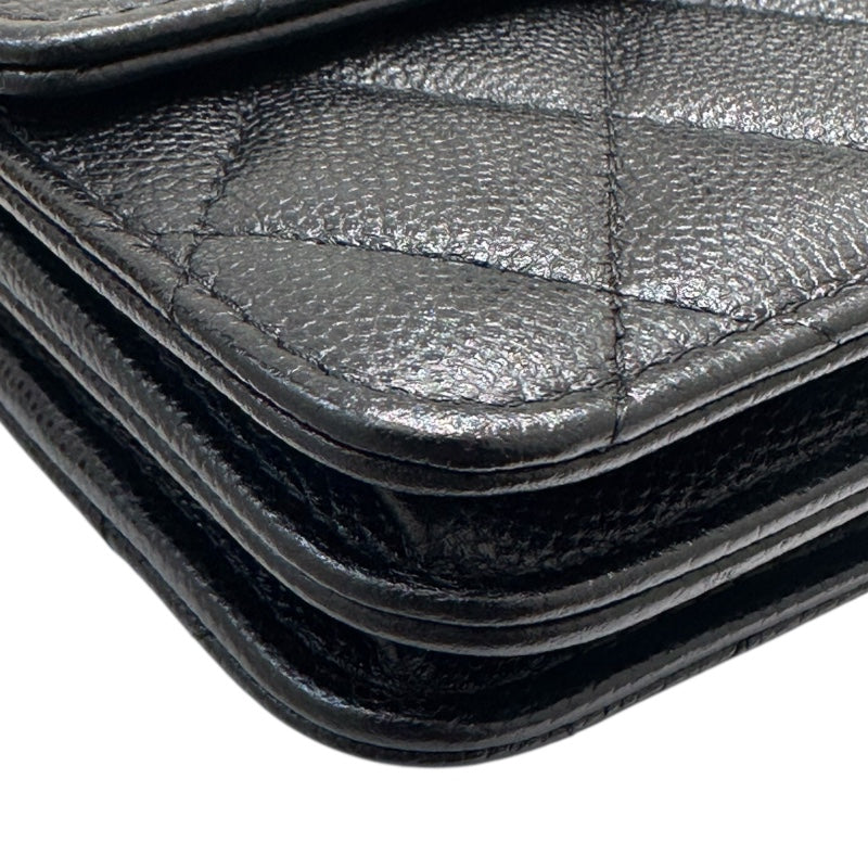 シャネル CHANEL マトラッセ　チェーンウォレット A84310 ブラック キャビアスキン SV金具 レディース ショルダーバッグ
