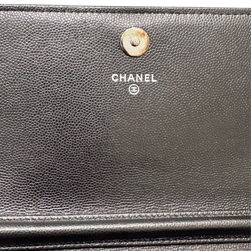 シャネル CHANEL マトラッセ　チェーンウォレット A84310 ブラック キャビアスキン SV金具 レディース ショルダーバッグ