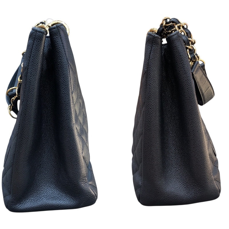 シャネル CHANEL ココマークチェーントートバッグ ブラック/ゴールド金具 キャビア レディース トートバッグ