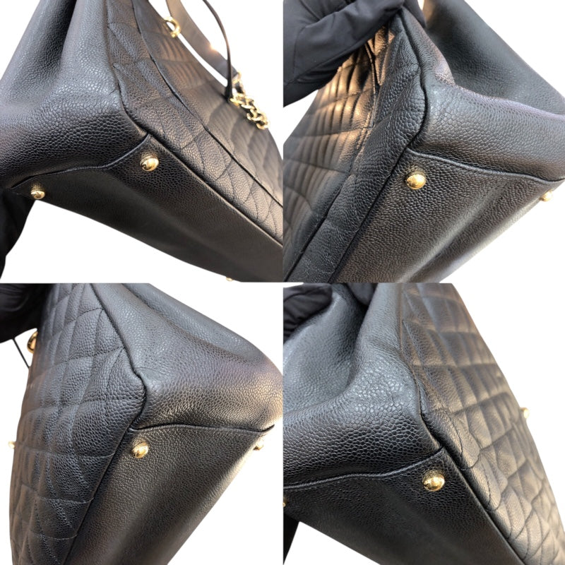 シャネル CHANEL ココマークチェーントートバッグ ブラック/ゴールド金具 キャビア レディース トートバッグ