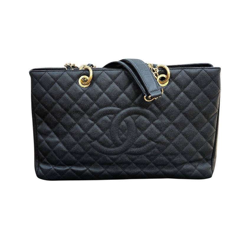 シャネル CHANEL ココマークチェーントートバッグ ブラック/ゴールド金具 キャビア レディース トートバッグ