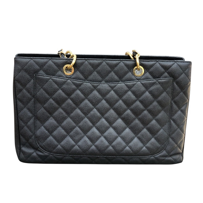 シャネル CHANEL ココマークチェーントートバッグ ブラック/ゴールド金具 キャビア レディース トートバッグ
