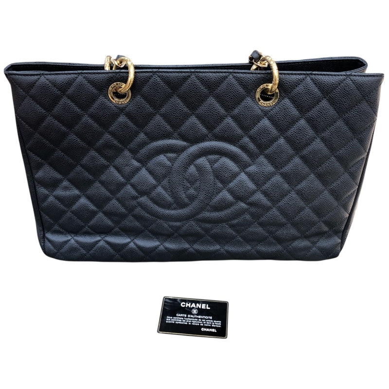 シャネル CHANEL ココマークチェーントートバッグ ブラック/ゴールド金具 キャビア レディース トートバッグ