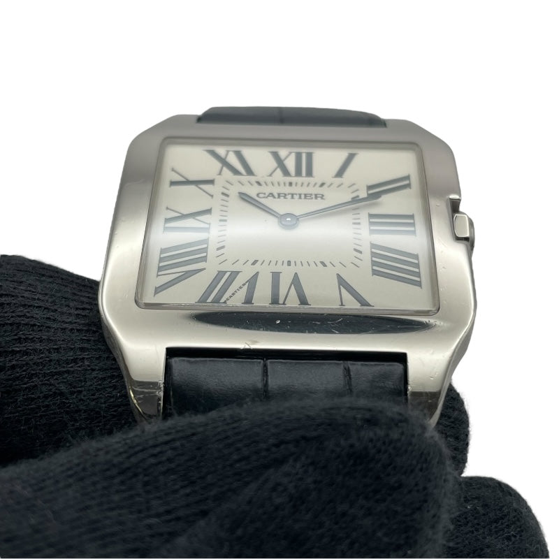 カルティエ Cartier サントスデュモン LM W2007051 アイボリー K18WG 手巻き メンズ 腕時計