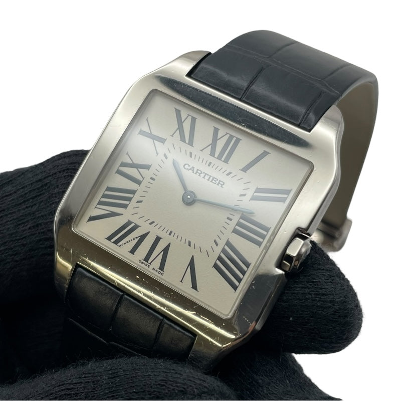 カルティエ Cartier サントスデュモン LM W2007051 アイボリー K18WG 手巻き メンズ 腕時計