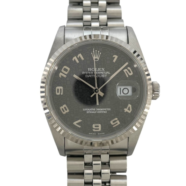 ロレックス ROLEX デイトジャスト36 ホリコン 16234 グレー K18WG/SS メンズ 腕時計