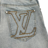 ルイ・ヴィトン LOUIS VUITTON ワイドレッグフィットデニムパンツ HSD５０W ブルー コットン メンズ デニムパンツ