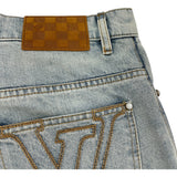 ルイ・ヴィトン LOUIS VUITTON ワイドレッグフィットデニムパンツ HSD５０W ブルー コットン メンズ デニムパンツ