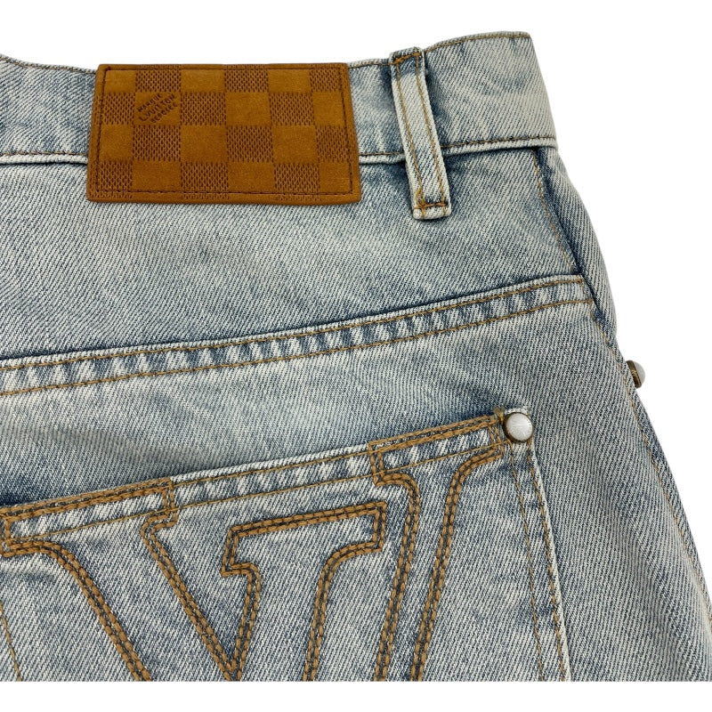 ルイ・ヴィトン LOUIS VUITTON ワイドレッグフィットデニムパンツ HSD５０W ブルー コットン メンズ デニムパンツ