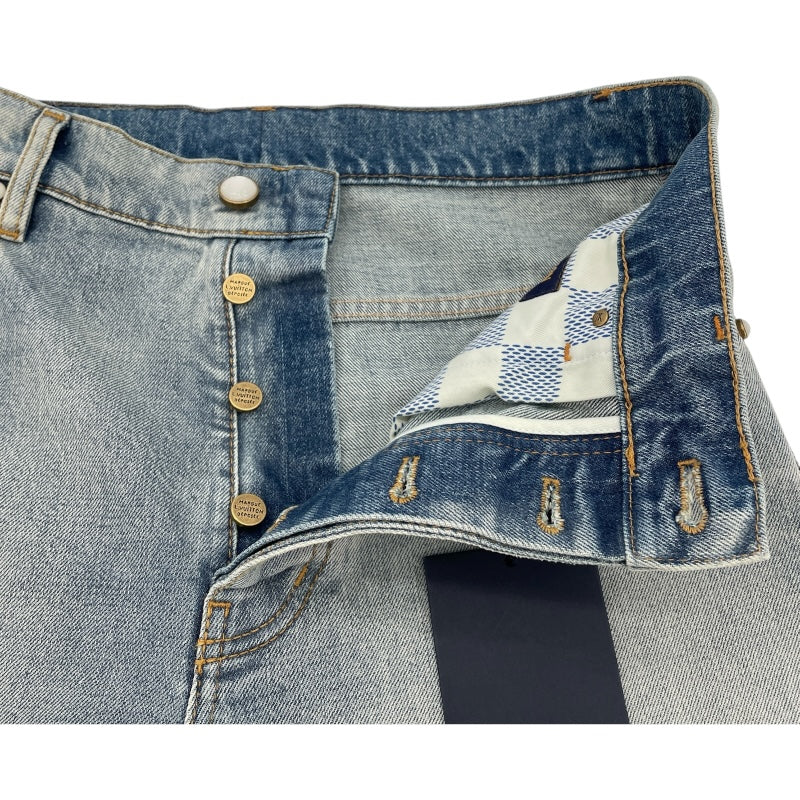 ルイ・ヴィトン LOUIS VUITTON ワイドレッグフィットデニムパンツ HSD５０W ブルー コットン メンズ デニムパンツ