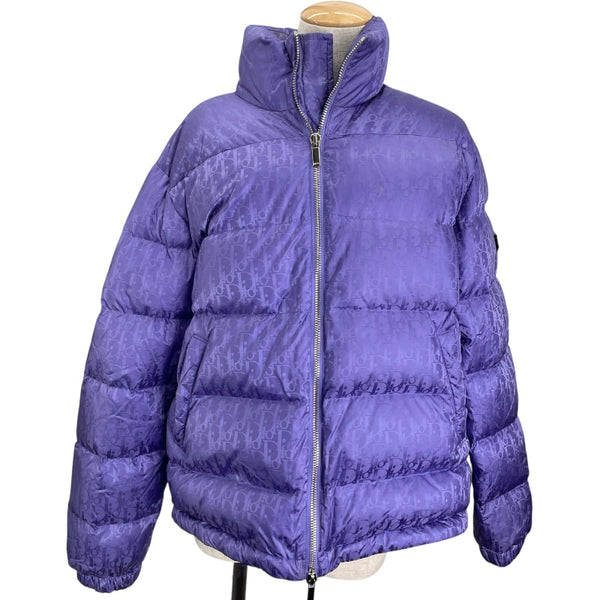 クリスチャン・ディオール Christian Dior オブリーク総柄ダウンジャケット 943C449A4462 パープル ナイロン メンズ ダウンジャケット