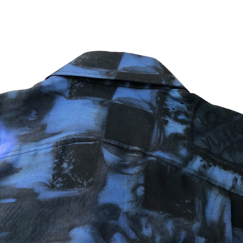 ルイ・ヴィトン LOUIS VUITTON LVソルトダミエ総柄シルクシャツ 21AW HLS17W ブルー シルク メンズ 長袖シャツ
