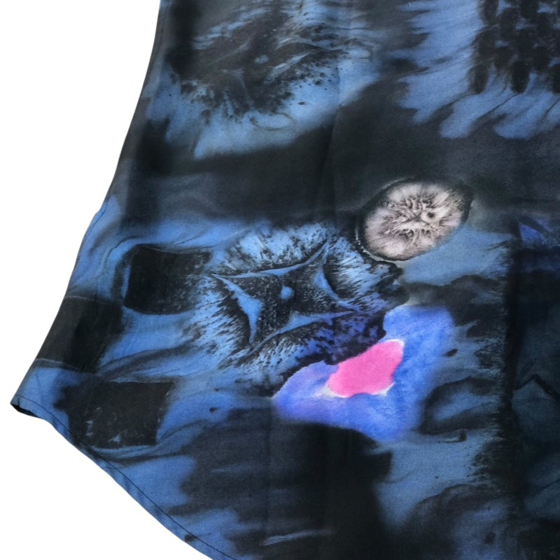 ルイ・ヴィトン LOUIS VUITTON LVソルトダミエ総柄シルクシャツ 21AW HLS17W ブルー シルク メンズ 長袖シャツ