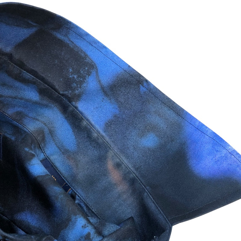 ルイ・ヴィトン LOUIS VUITTON LVソルトダミエ総柄シルクシャツ 21AW HLS17W ブルー シルク メンズ 長袖シャツ