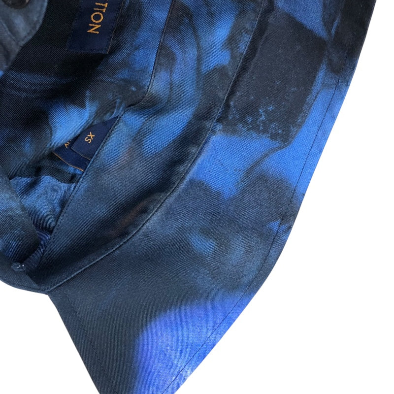 ルイ・ヴィトン LOUIS VUITTON LVソルトダミエ総柄シルクシャツ 21AW HLS17W ブルー シルク メンズ 長袖シャツ