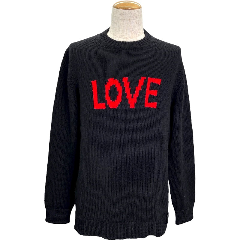 フェンディ FENDI LOVEロゴ長袖ニットセーター FZZ295 ブラック ウール メンズ セーター