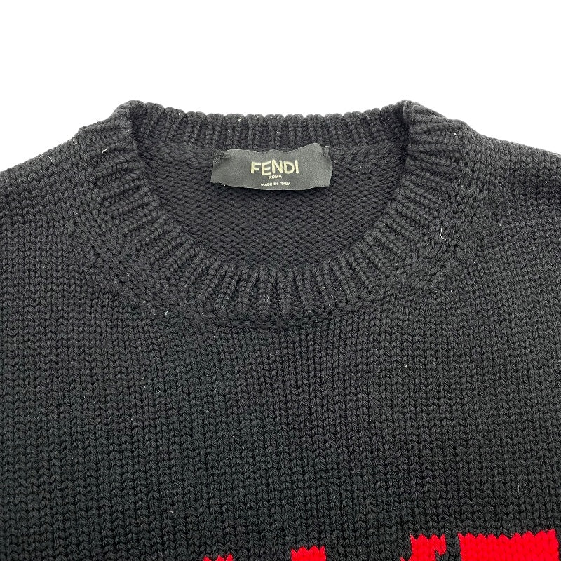 フェンディ FENDI LOVEロゴ長袖ニットセーター FZZ295 ブラック ウール メンズ セーター
