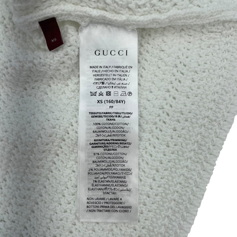 グッチ GUCCI GGボタンクロシェニットカーディガン 743221 ホワイト コットン レディース カーディガン
