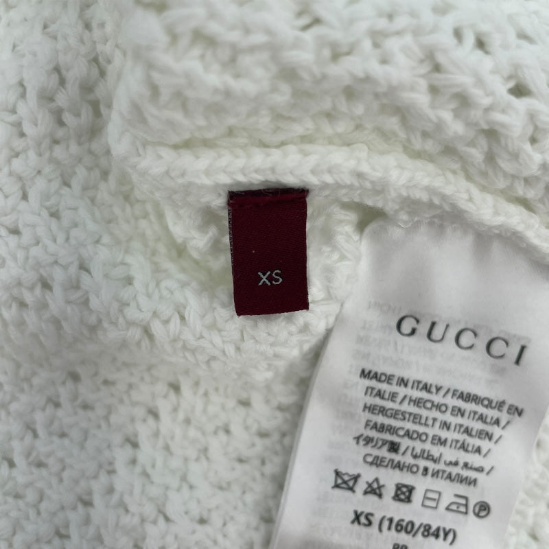 グッチ GUCCI GGボタンクロシェニットカーディガン 743221 ホワイト コットン レディース カーディガン