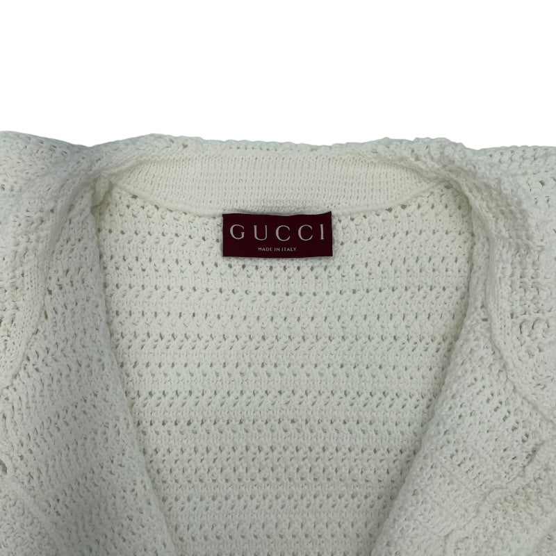グッチ GUCCI GGボタンクロシェニットカーディガン 743221 ホワイト コットン レディース カーディガン