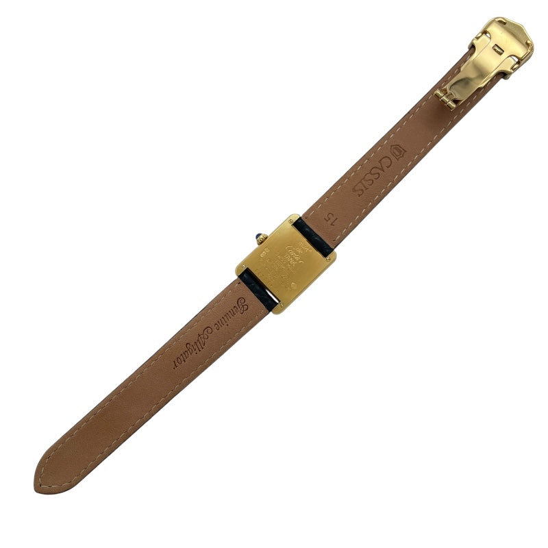 カルティエ Cartier マストタンク SM W1006354 ホワイト SV/GF/革ベルト（社外品） クオーツ レディース 腕時計