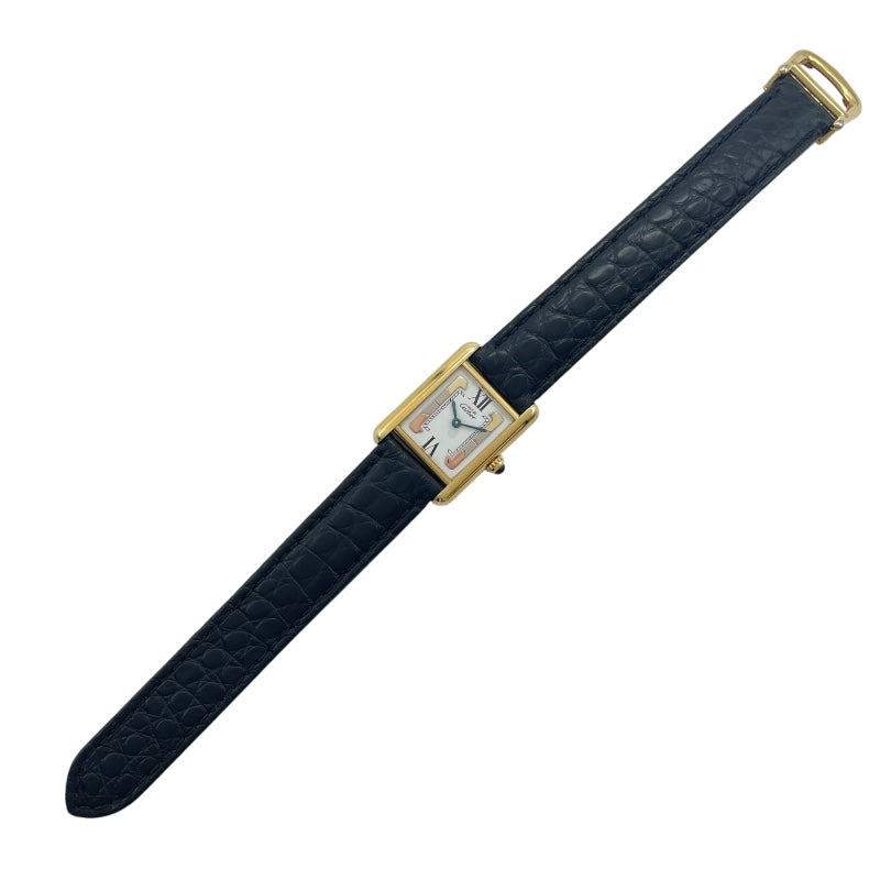 カルティエ Cartier マストタンク SM W1006354 ホワイト SV/GF/革ベルト（社外品） クオーツ レディース 腕時計
