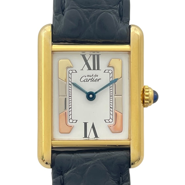 カルティエ Cartier マストタンク SM W1006354 ホワイト SV/GF/革ベルト（社外品） クオーツ レディース 腕時計