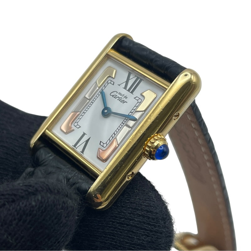 カルティエ Cartier マストタンク SM W1006354 ホワイト SV/GF/革ベルト（社外品） クオーツ レディース 腕時計