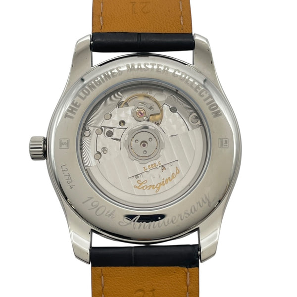 ロンジン LONGINES マスターコレクション 190周年記念モデル L2.793.4.732 シルバー SS/革ベルト 自動巻き メンズ 腕時計
