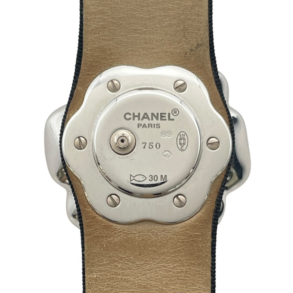 シャネル CHANEL カメリア ホワイトシェル H1187 ホワイトシェル K18WG/革ベルト クオーツ レディース 腕時計
