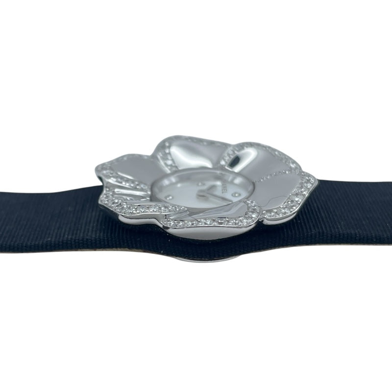 シャネル CHANEL カメリア ホワイトシェル H1187 ホワイトシェル K18WG/革ベルト クオーツ レディース 腕時計